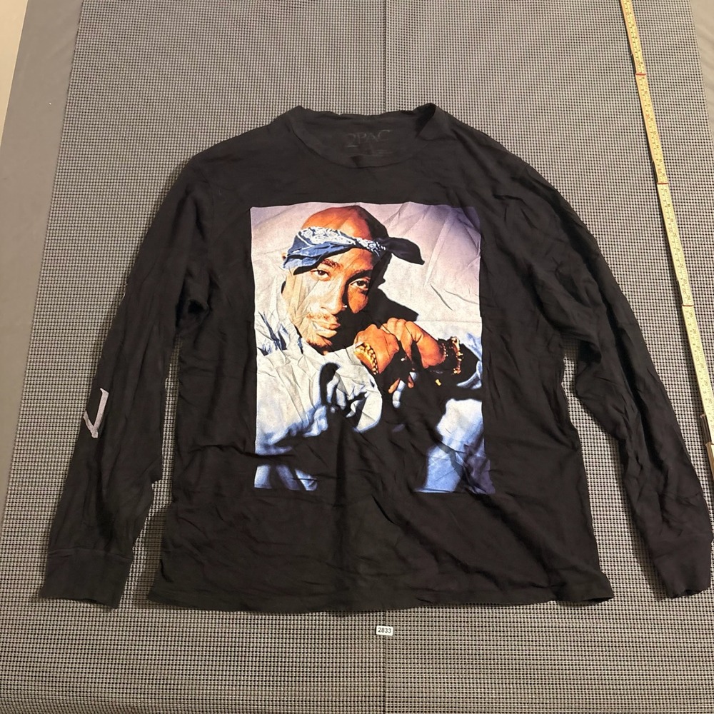 2Pac Graphic Long Sleeve Shirt Black Size 2XL